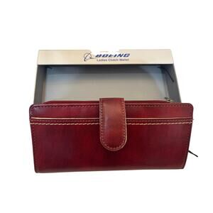 Red leather clutch wallet BOEING NEW